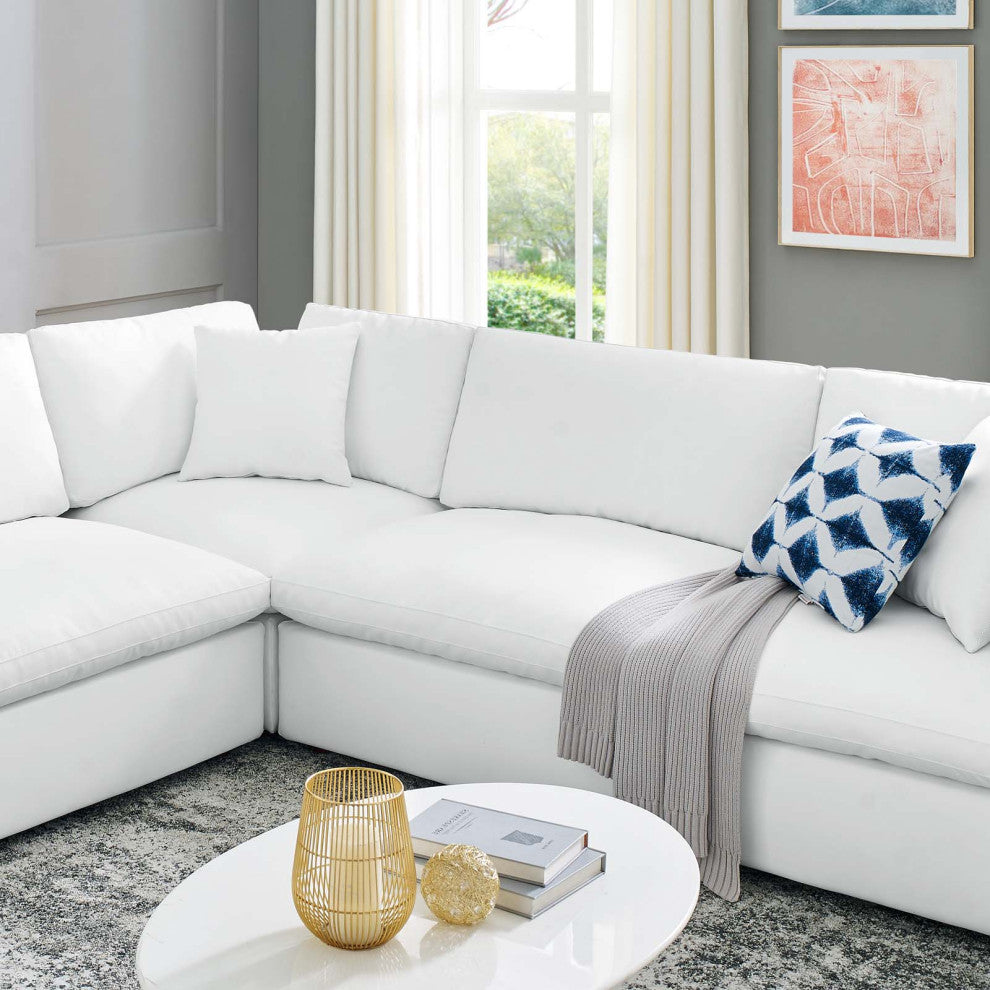 Sectional Sofa Set, Faux Vegan Leather, White, Modern, Living Lounge Hospitality