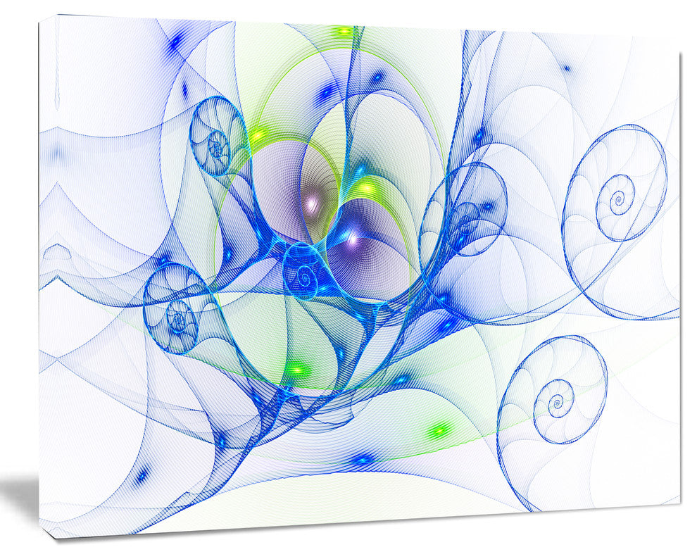 Blue Colored Curly Spiral, Oversized Abstract Canvas Art Print, 60x40