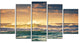 "Sunrise And Shining Waves in Ocean" Seashore Canvas Wall Art, 5 Panels, 60"x32"
