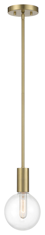 Wright 1-Light Mini-Pendant, Matte Black, Warm Brass