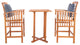 Safavieh Pate 3-Piece Bar Outdoor Bistro Set, Natural/Beige/Navy