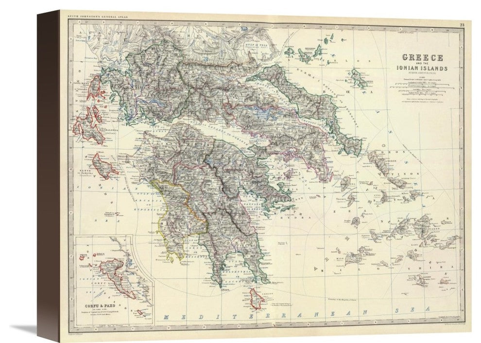"Greece, 1861" Stretched Canvas Giclee by Alexander Keith Johnston, 16"x13"