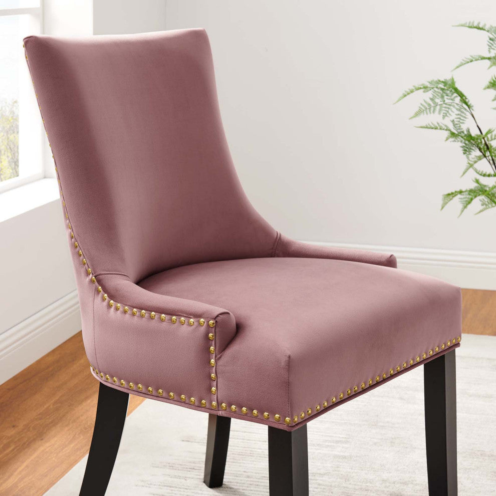 Dining Chair, Nailhead, Set of 2, Pink, Velvet, Modern, Cafe Bistro Hospitality