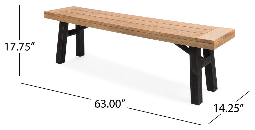 GDF Studio 3-Piece Valverde Outdoor Wood Picnic Dining Set
