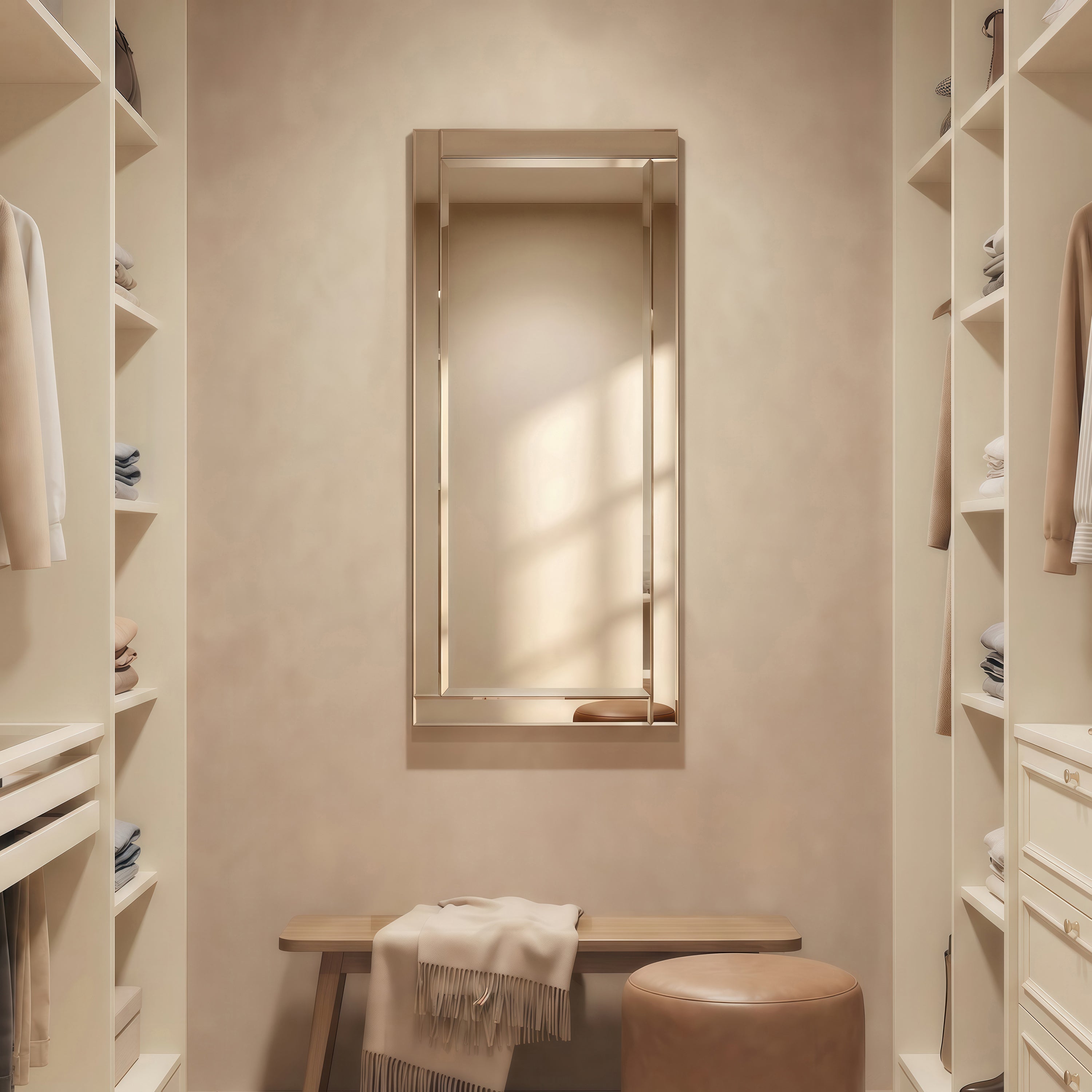 Modern Beveled Wall Mirror, 24"x54"
