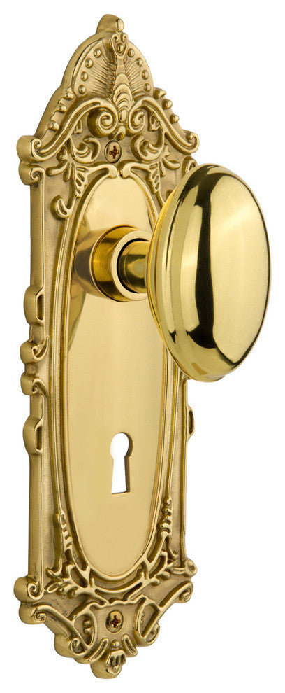 Victorian Plate Passage Homestead Knob, Unlacquered Brass