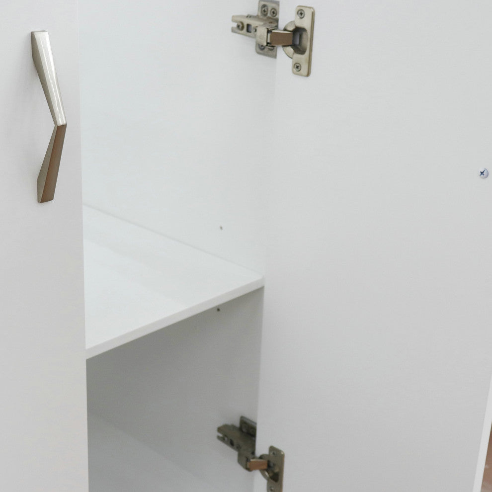 61" Double Sink Vanity, White Finish With Gray Granite And Rectangle Sink