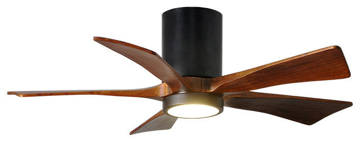 Irene 5 Hugger 42" Ceiling Fan With Light and Walnut Blades, Black