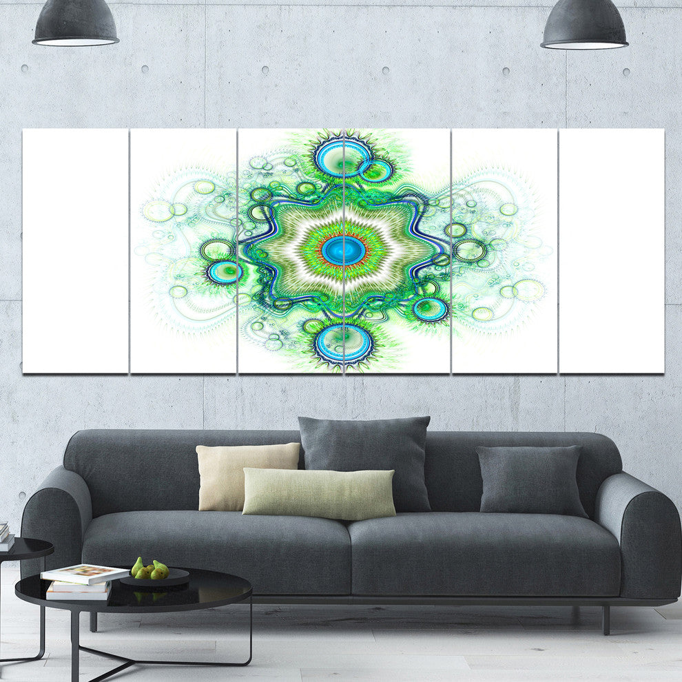 Cabalistic Star Fractal Flower, Abstract Canvas Art Print, 70"x28", 6 Panels