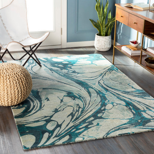 Surya Pisces PIS-1004 2'x3' Rug, Sea Foam/Teal/Sage