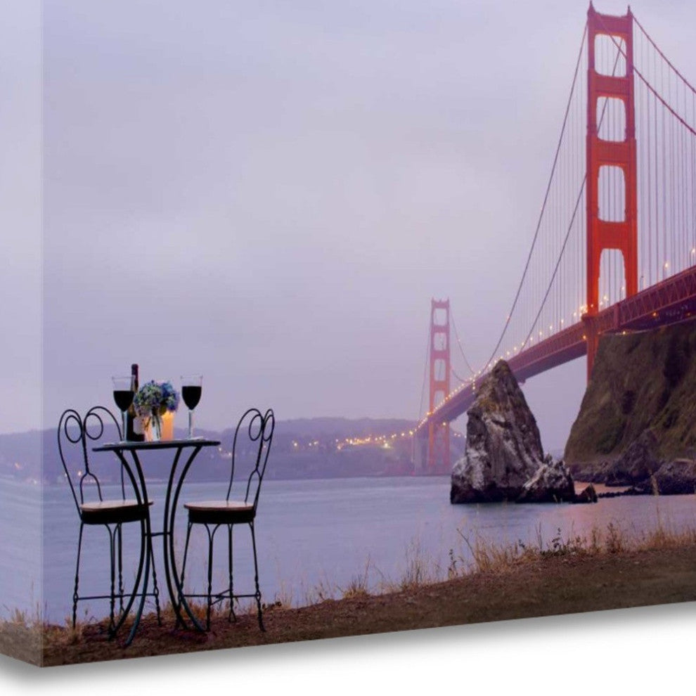 Bistro Caf" For Two Golden Gate Bridge 3 Giclee Wrap Canvas Wall Art