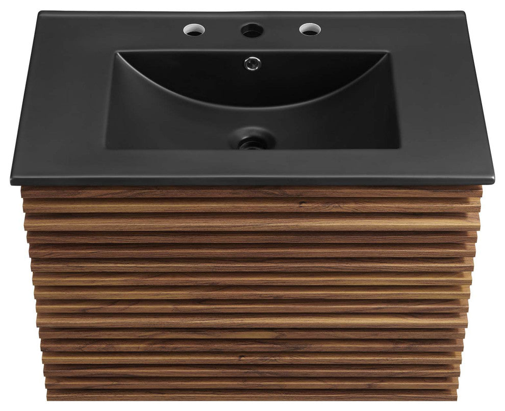 Render 30" Wall-Mount Bathroom Vanity - Walnut Black