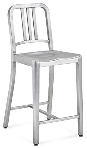 Brushed Anodized Aluminum Modern Counter Stool-Metal, Set of 2