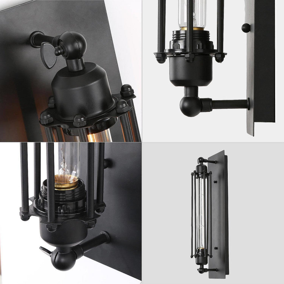 LNC 1-Light Matte Black Modern Thermometer-Like Wall Sconce For Foyer