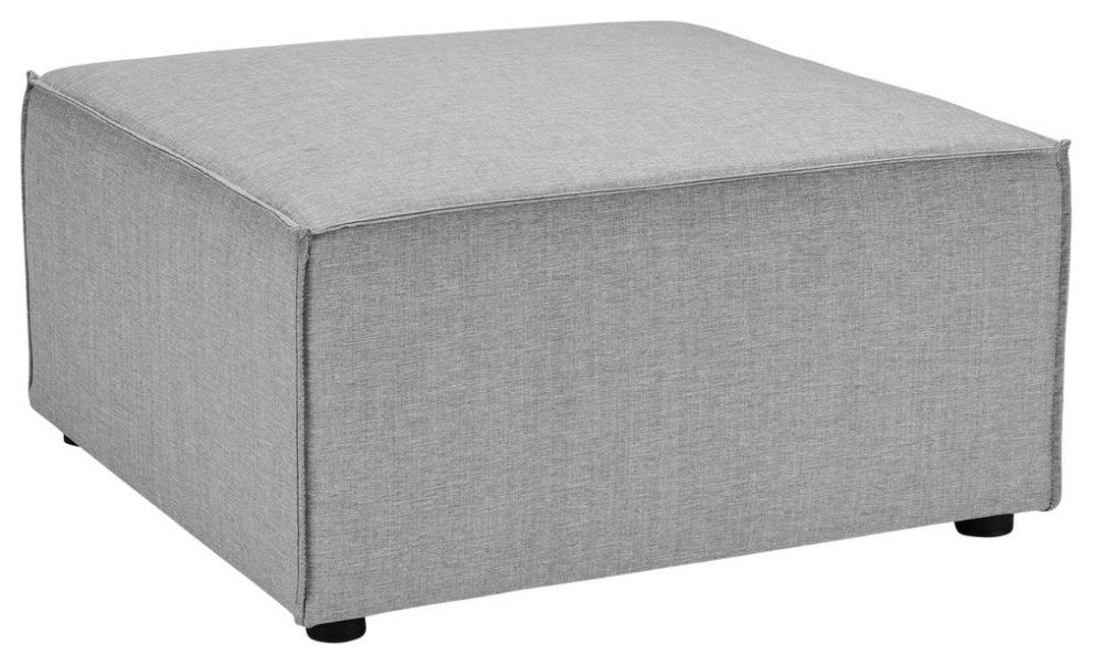 Callum 16 Round Woven Heathered Fabric Upholstered Ottoman