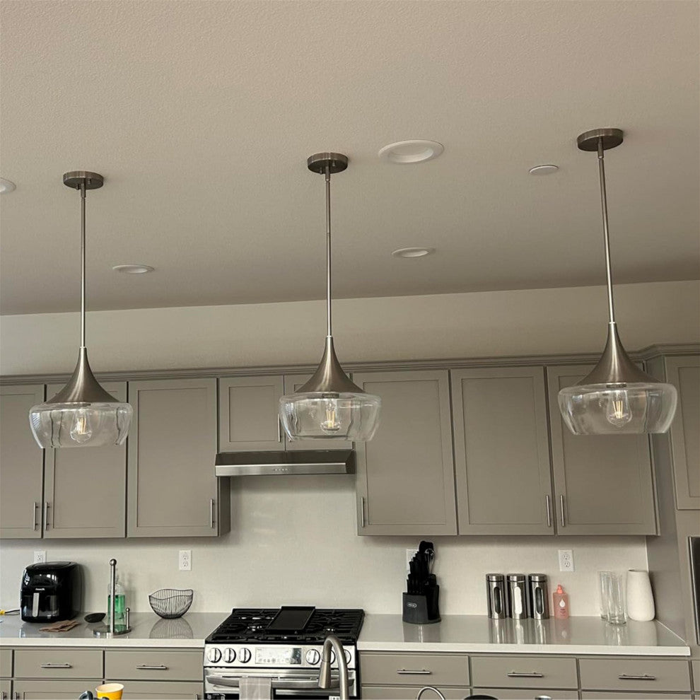 Kira Home Ava 13" Schoolhouse Pendant Light, Wine Glass Style Shade, Adjustable