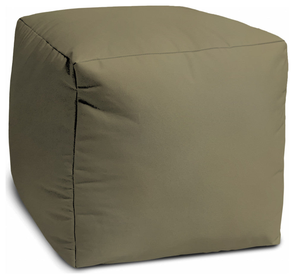17  Cool Dark Tan Khaki Solid Color Indoor Outdoor Pouf Ottoman