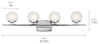 Bath 4-Light Halogen, Natural Brass