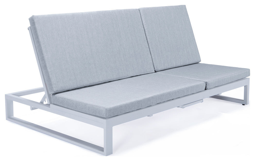 LeisureMod Chelsea Convertible 2-in-1 Sofa and Double Chaise Lounge, Light Gray