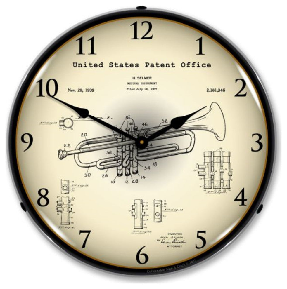 2103238 Trumpet 1937 Patent Clock