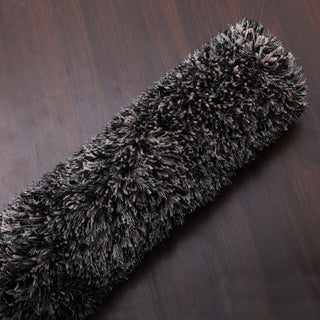 HAND TUFTED SHAG POLYESTER ECO-FRIENDLY AREA RUGS, Black Silver Color, Solid