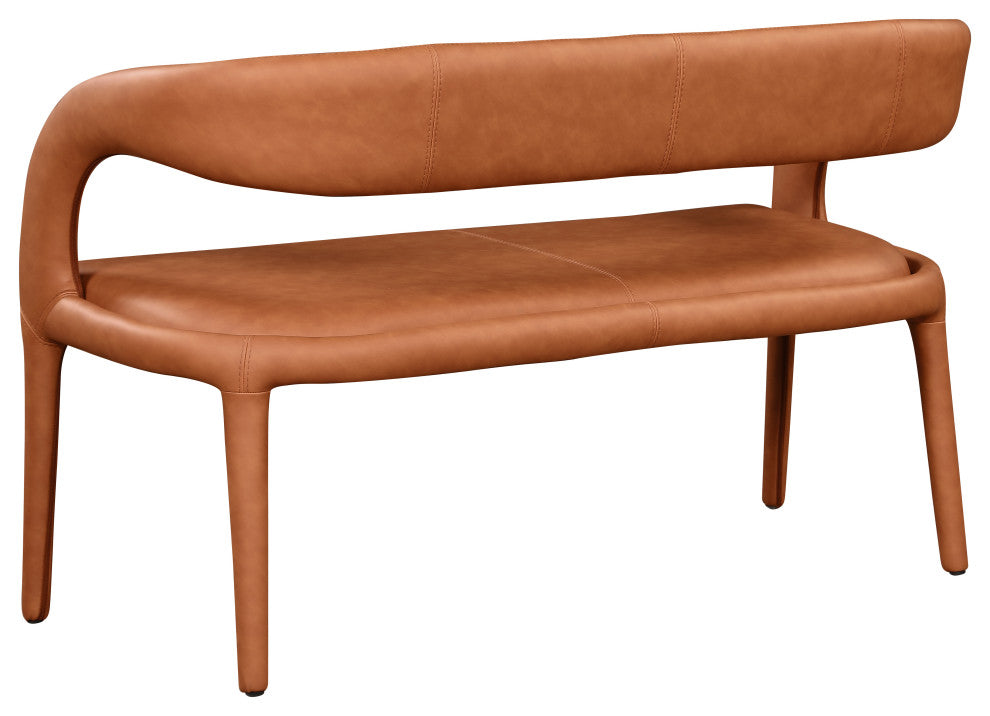 Sylvester Faux Leather Bench, Cognac