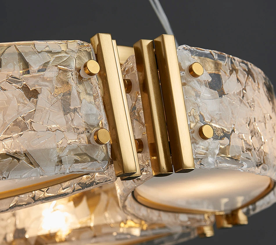 Tongeren | Gold Long Art Glass 3 Head Design Creative Led Luxury Chandelier