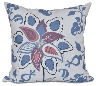 Paisley Pop, Floral Print Pillow, Blue, 16"x16"