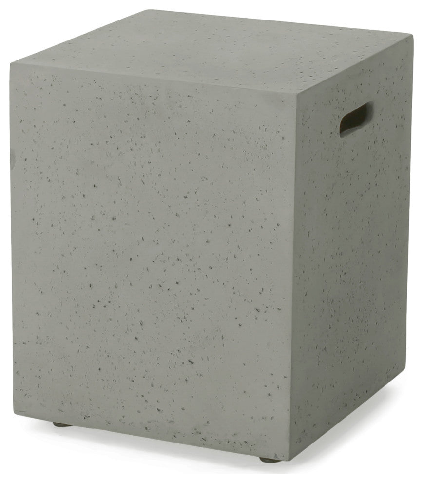 Hearth Outdoor Lightweight Concrete Tank Holder Side Table, Light Gray