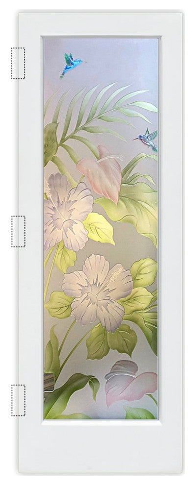 Interior Prehung Door or Interior Slab Door - Hibiscus Anthurium - Primed -...