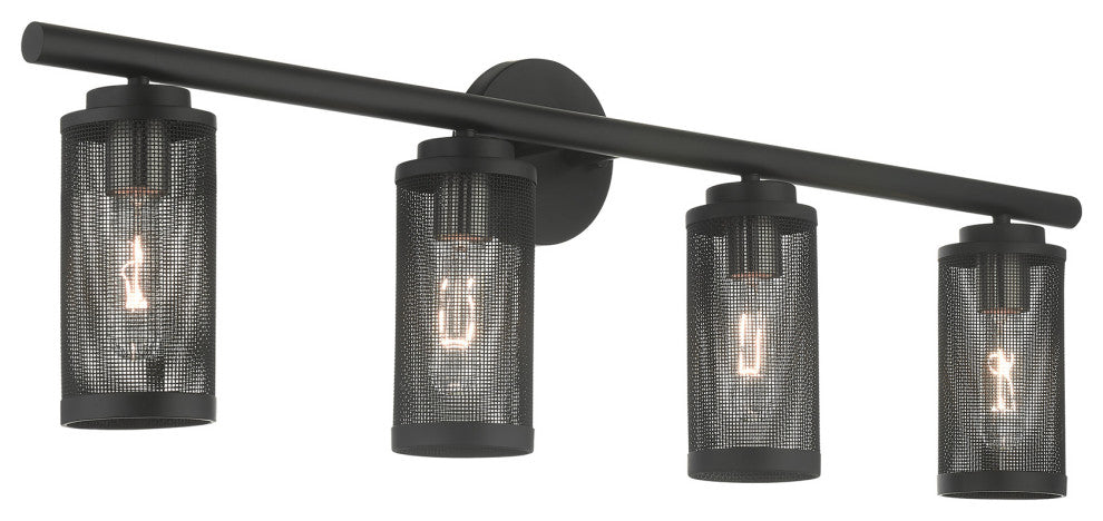 Livex Lighting Industro 4 Light Black, Brushed Nickel Large Vanity Sconce