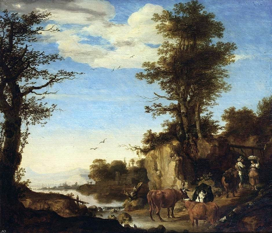 Arie De Vois River Landscape, Gallery Wrapped Canvas Print, 20"x25"