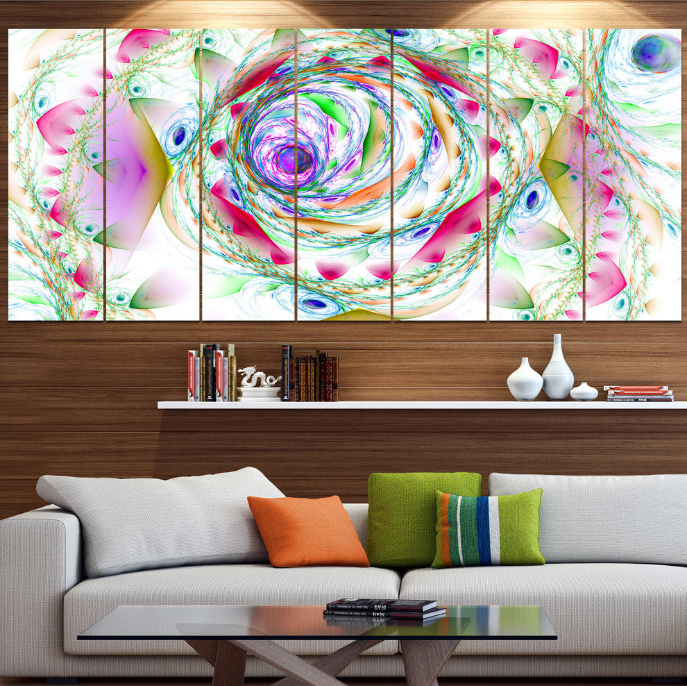 Multi Color Exotic Flower Whirlpool, Floral Canvas Art Print, 83"x32", 7 Panels