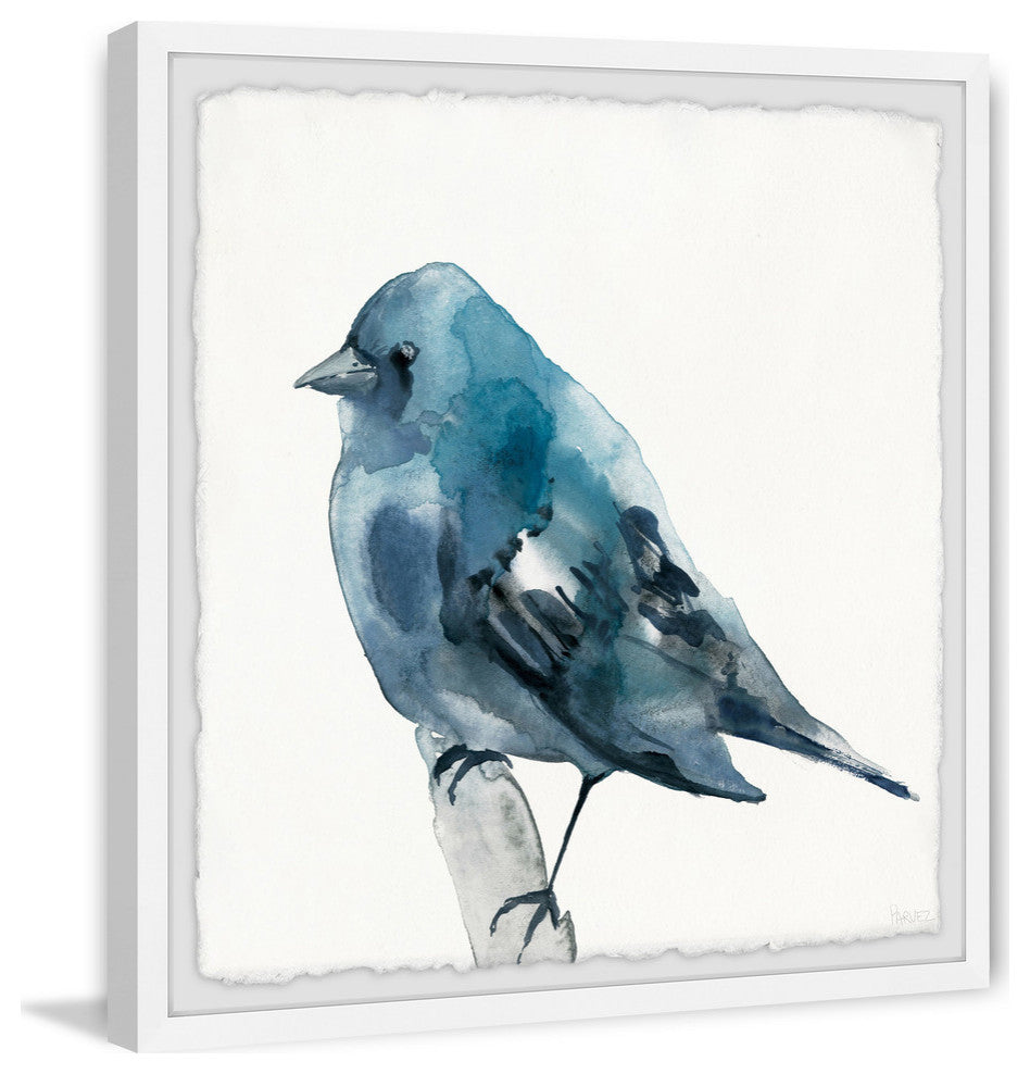 "Chubby Blue Bird" Framed Painting Print, 24"x24"