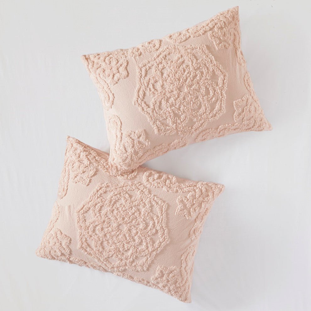 Madison Park Laetitia Tufted Cotton Chenille Medallion Fringe Coverlet Mini Set