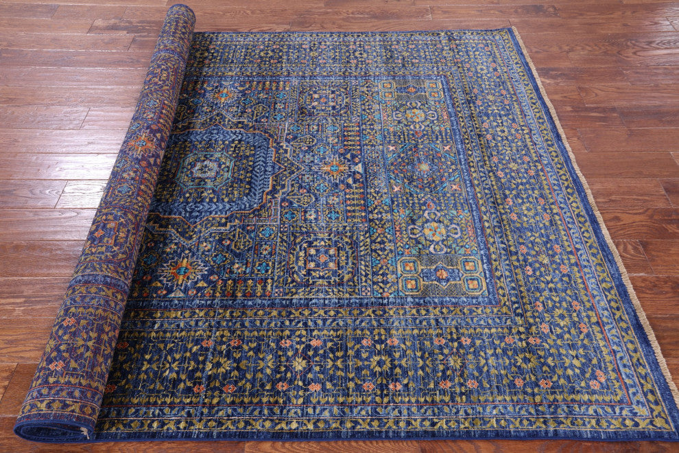 5' 8" X 7' 11" Hand Knotted Mamluk Geometric Wool Rug - Q12264