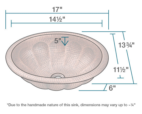 P129 Single Bowl Oval Copper Sink
