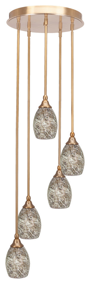 Empire 5-Light Cluster Pendalier, New Age Brass/Natural Fusion
