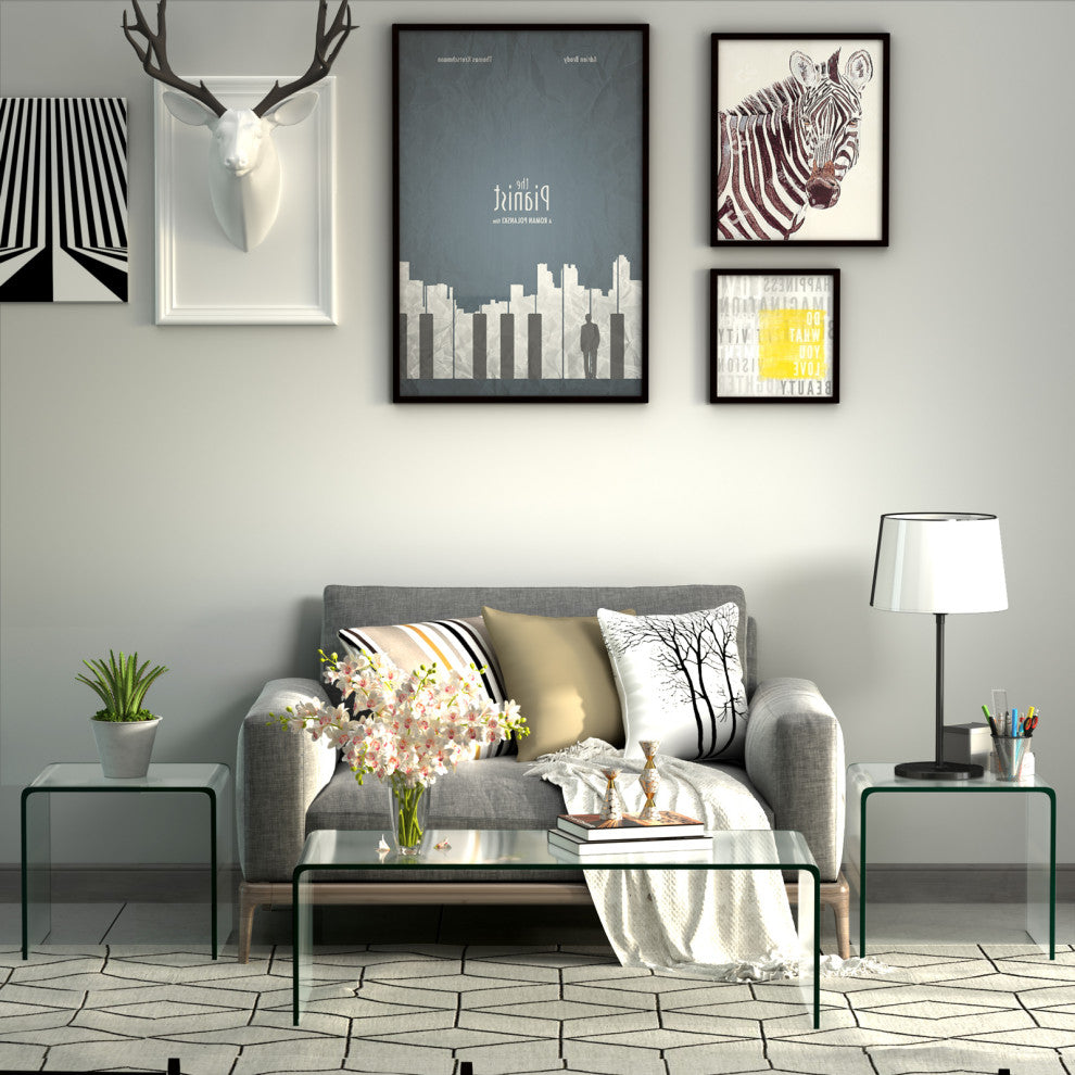 Costway Tempered Glass Coffee Table Accent Cocktail Table Living Room Furniture