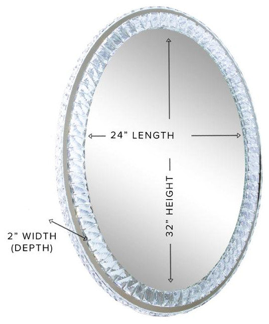 Diamond Collection Oval Premium Illuminated Vanity Mirror, Wall Mount