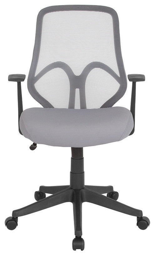 Salerno Series High Back Mesh Chair With Arms, Light Gray