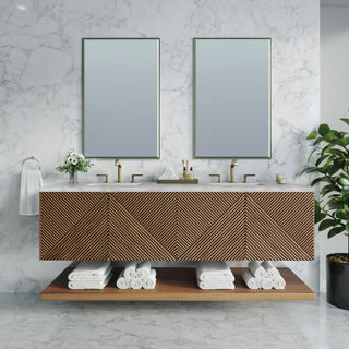 James Martin Marcello Bath Vanity, Chestnut, 72", Victorian Silver, Three-Hole