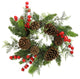 14"  Faux Red Berries, Natural Pine Cones and Cedar Christmas Wreath/Candle Ring