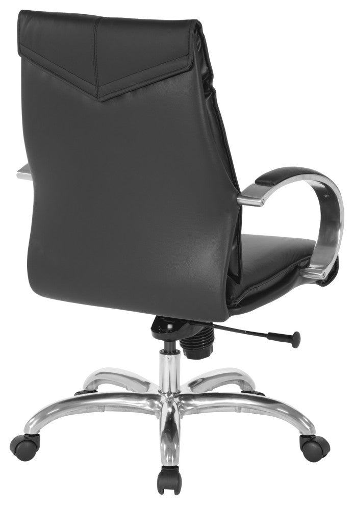 Deluxe Mid Back Black Executive Leather Office Chair