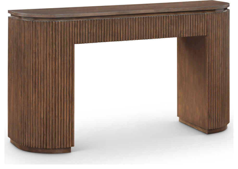 Astrid Solid Wood And Oak Veneer Vanity / Desk / Console Table, Brown
