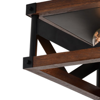 Wade 13" 2 Light Flush Mount Matte Black and Sycamore