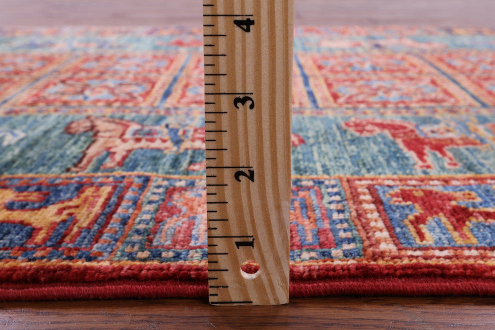 2' 7" X 3' 11" Handmade Antiqued Pazyryk Historical Design Rug Q10950