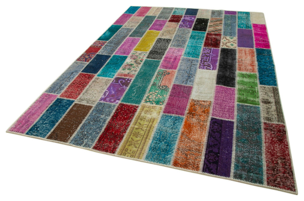 Rug N Carpet - Hand-Knotted Oriental 6' 6" x 9' 9" Vintage Patchwork Area Rug