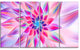 Huge Pink Blue Fractal Flower, Floral Canvas Art Print, 48"x28", 4 Panels