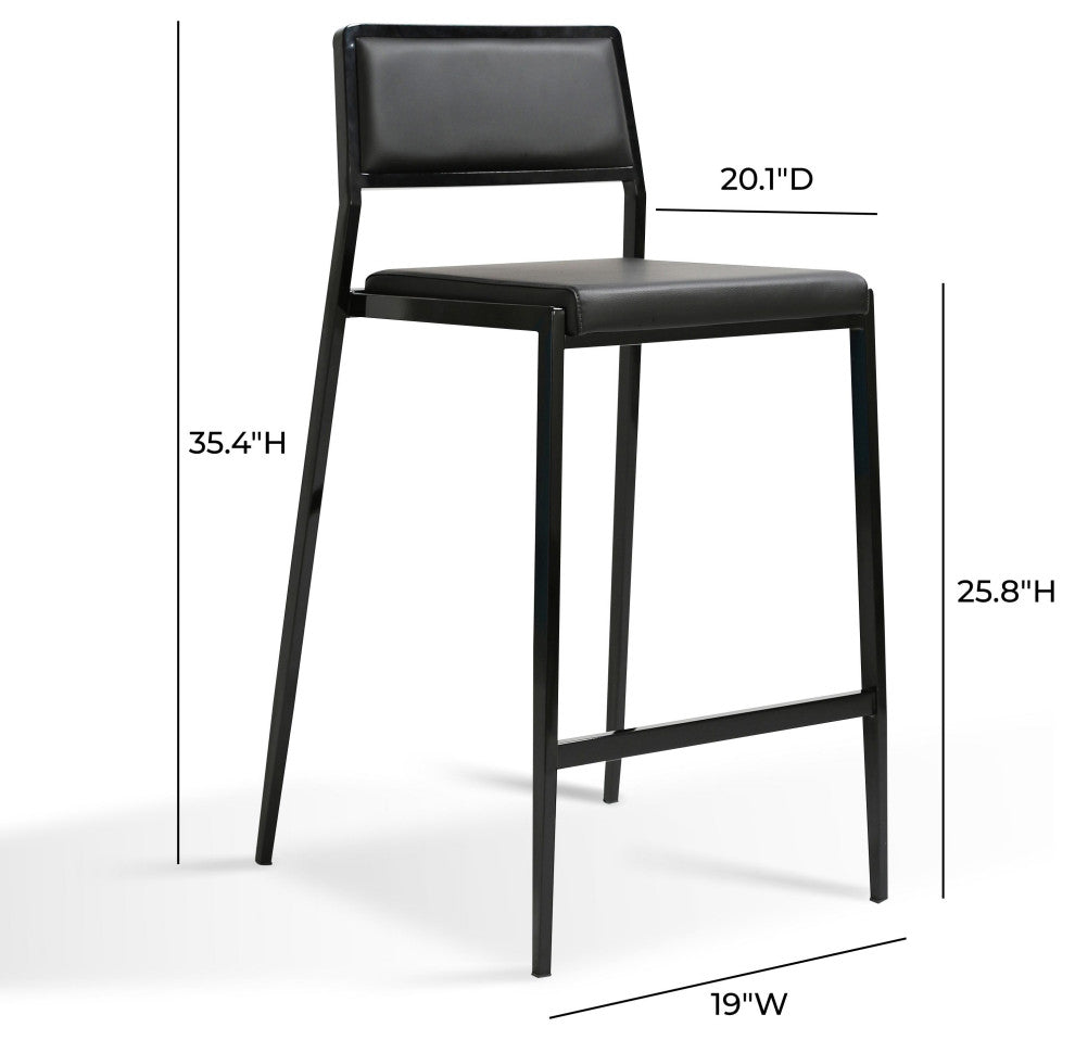 Gale Performance Vegan Leather Stackable Stool, Set of 2, Black